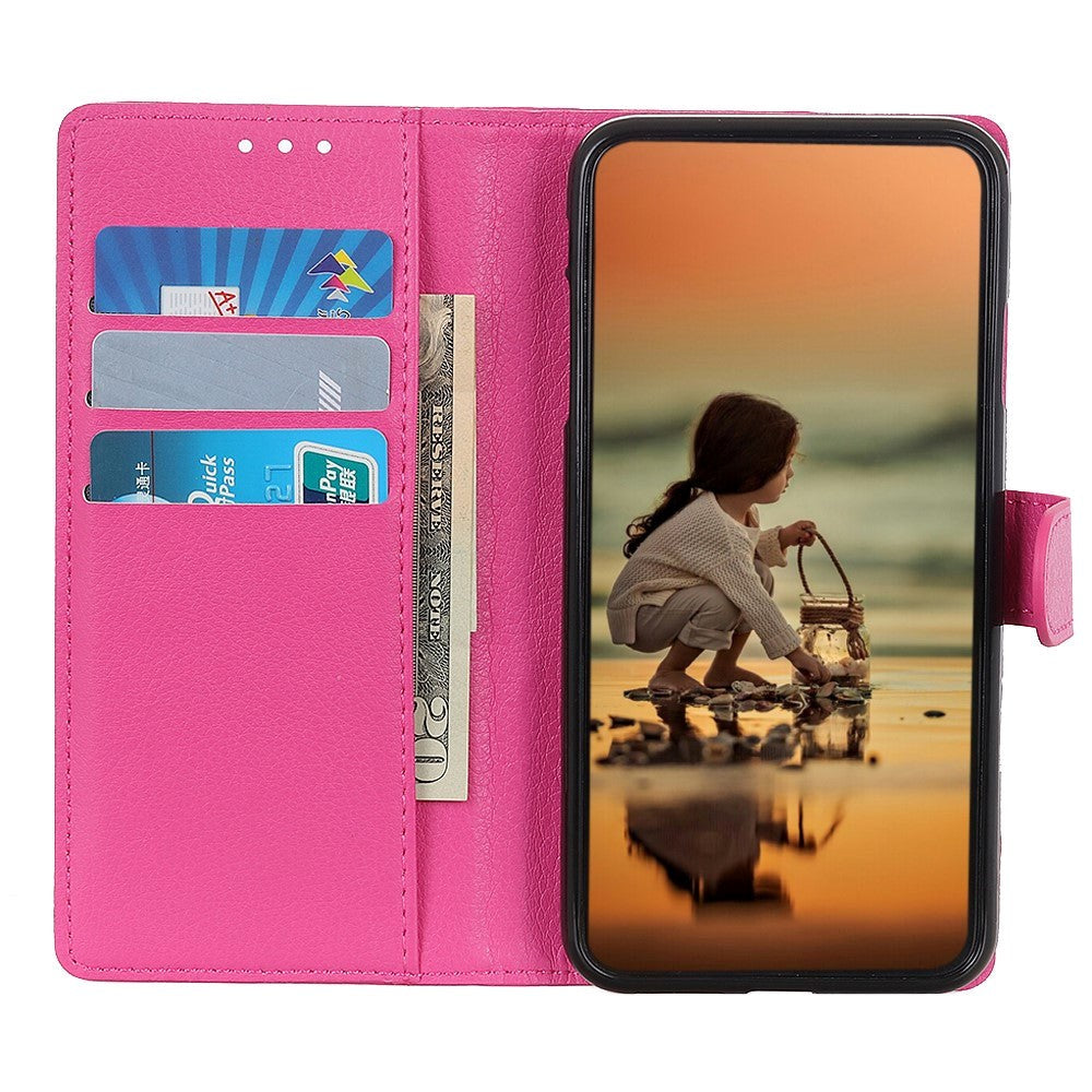 Sony Xperia 1 III Litchi Læder Cover m. Pung - Lyserød