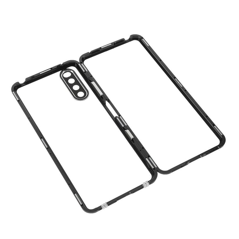 Sony Xperia 10 III Magnetisk Metal Cover m. Glas Forside & Bagside - Sort