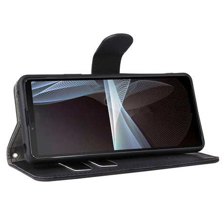 Sony Xperia 10 IV Blødt Kunstlæder Flip Cover m. Pung - Sort