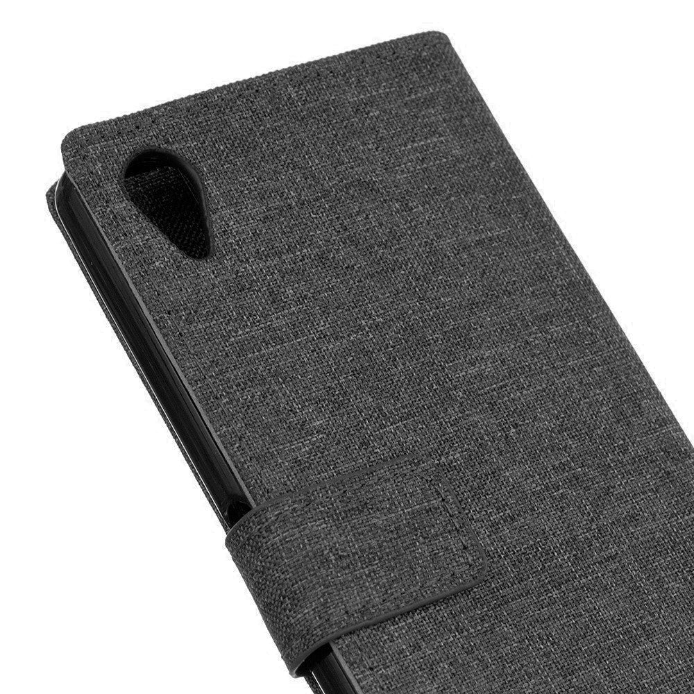 Sony Xperia L1 Cloth Texture Wallet Etui Sort