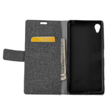 Sony Xperia L1 Cloth Texture Wallet Etui Sort