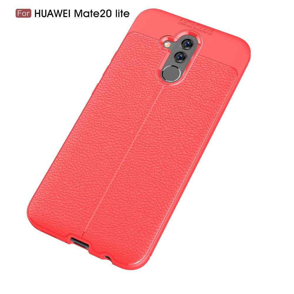 Huawei Mate 20 Lite Litchi Texture TPU Cover Rød