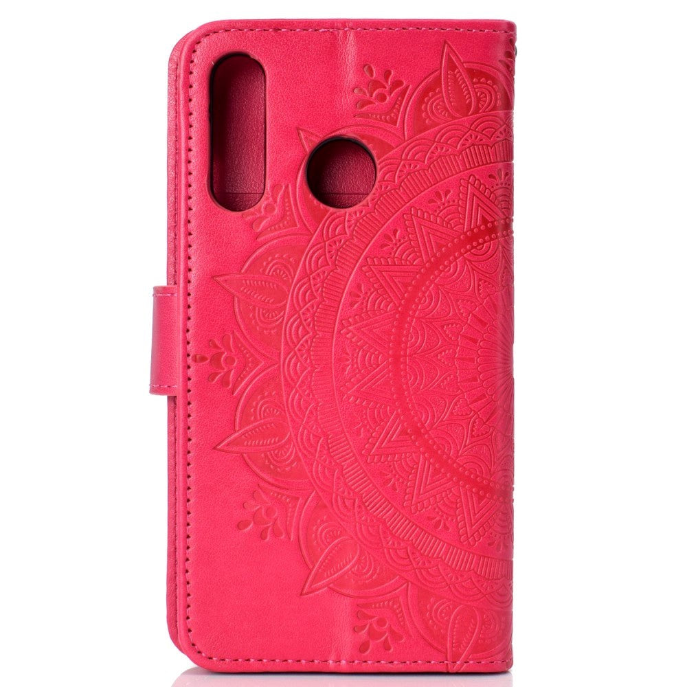 Huawei P30 Lite Læder Flip Cover m. Pung - Mandala Mønster Rød