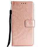 Huawei P30 Lite Læder Flip Cover m. Pung - Mandala Mønster Rose Gold