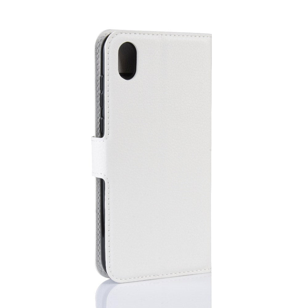 Huawei Y5 (2019) Litchi Læder Flip Cover m. Pung - Hvid