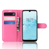 Huawei Y5 (2019) Litchi Læder Flip Cover m. Pung - Pink