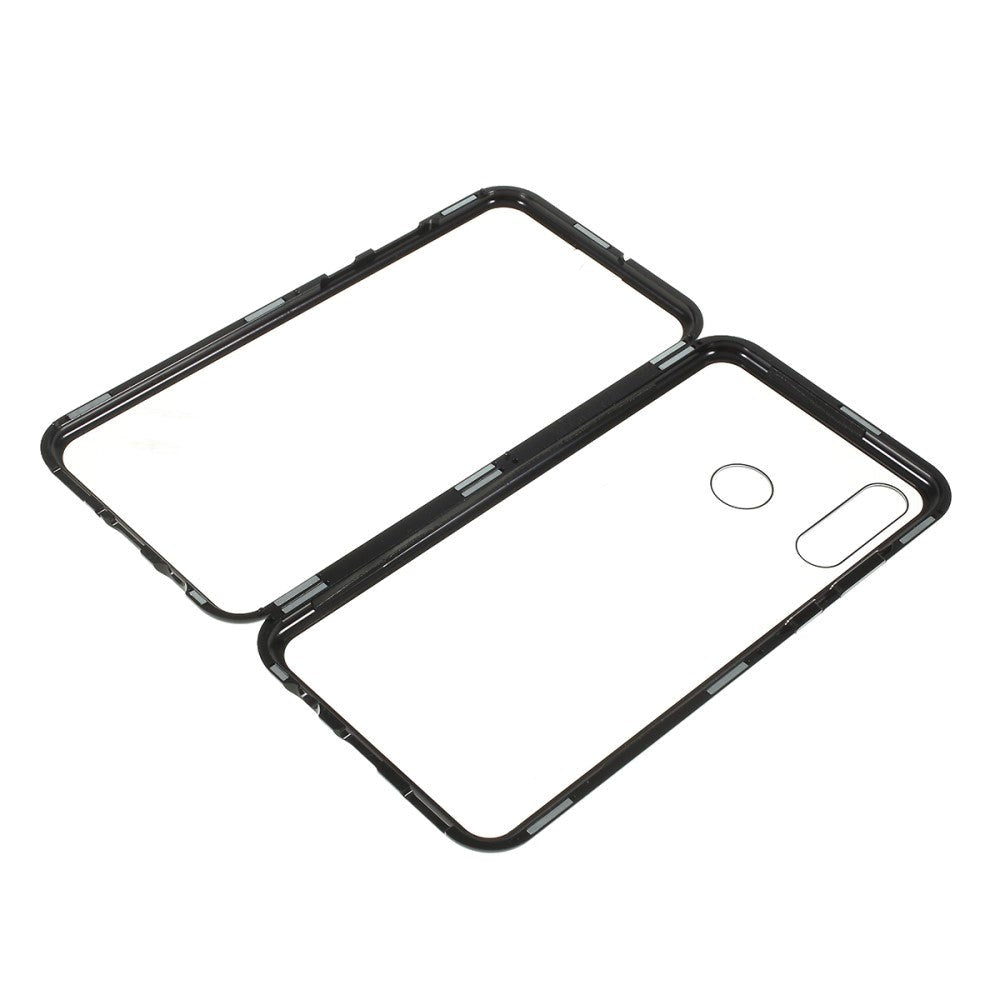 Huawei P30 Lite Magnetisk Metal Cover m Glas For- og Bagside - Sort