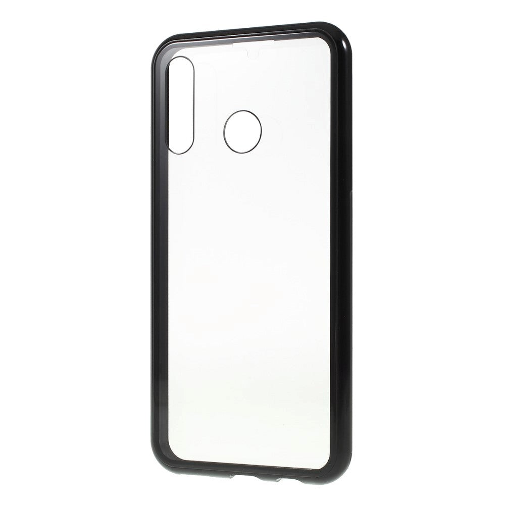 Huawei P30 Lite Magnetisk Metal Cover m Glas For- og Bagside - Sort