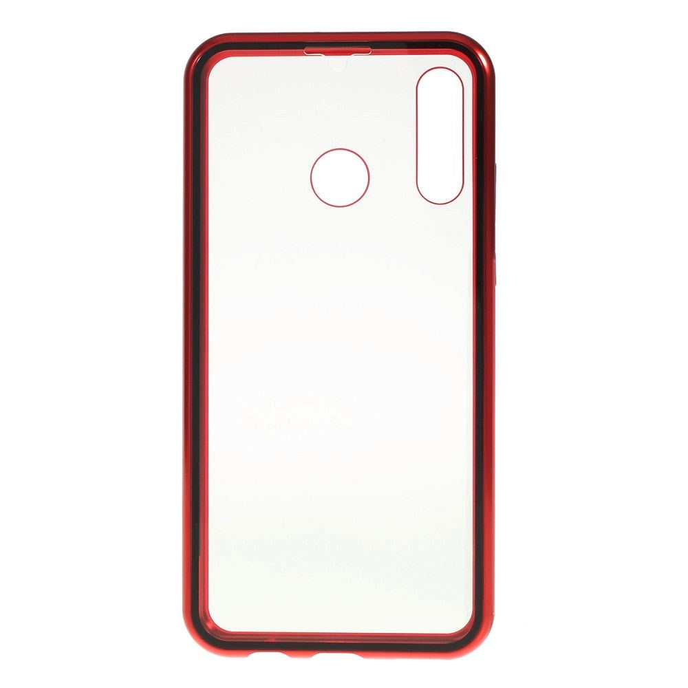 Huawei P30 Lite Magnetisk Metal Cover m Glas For- og Bagside - Rød