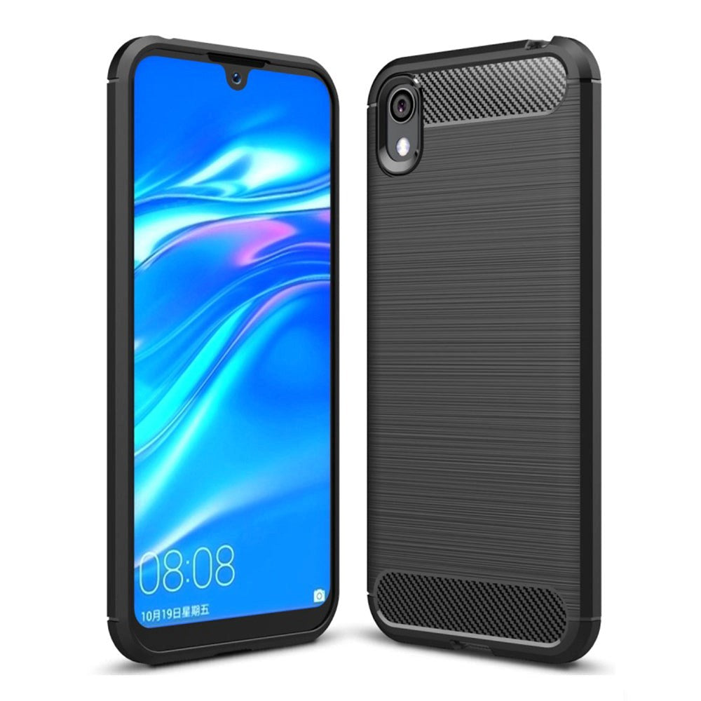 Huawei Y5 (2019) Carbon Fibre Fleksibelt Plastik Cover - Sort