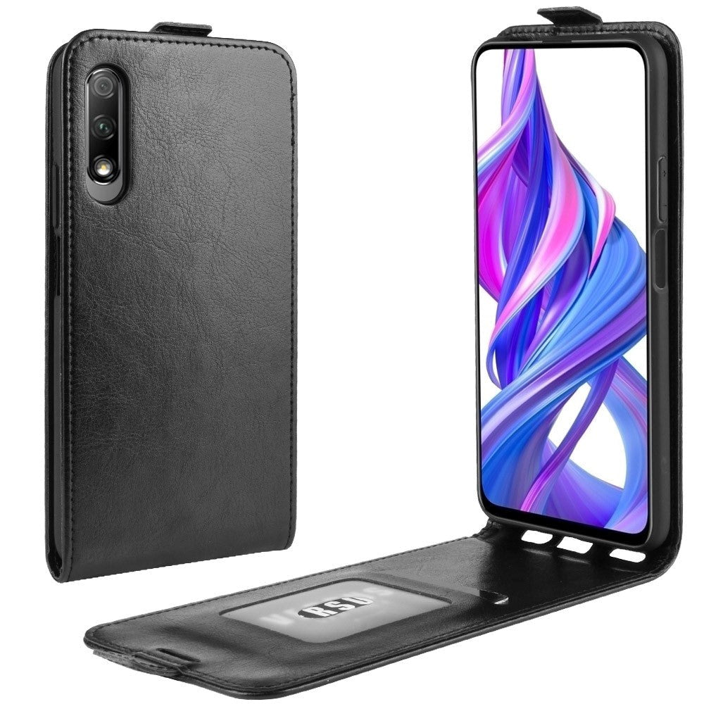 Huawei P Smart Pro Vertikal Læder Flip Cover - Sort