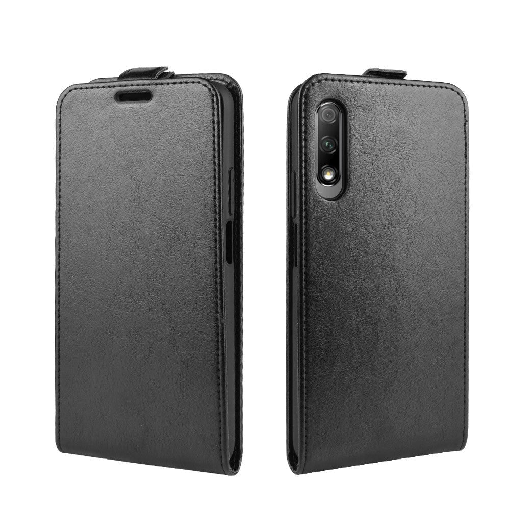 Huawei P Smart Pro Vertikal Læder Flip Cover - Sort