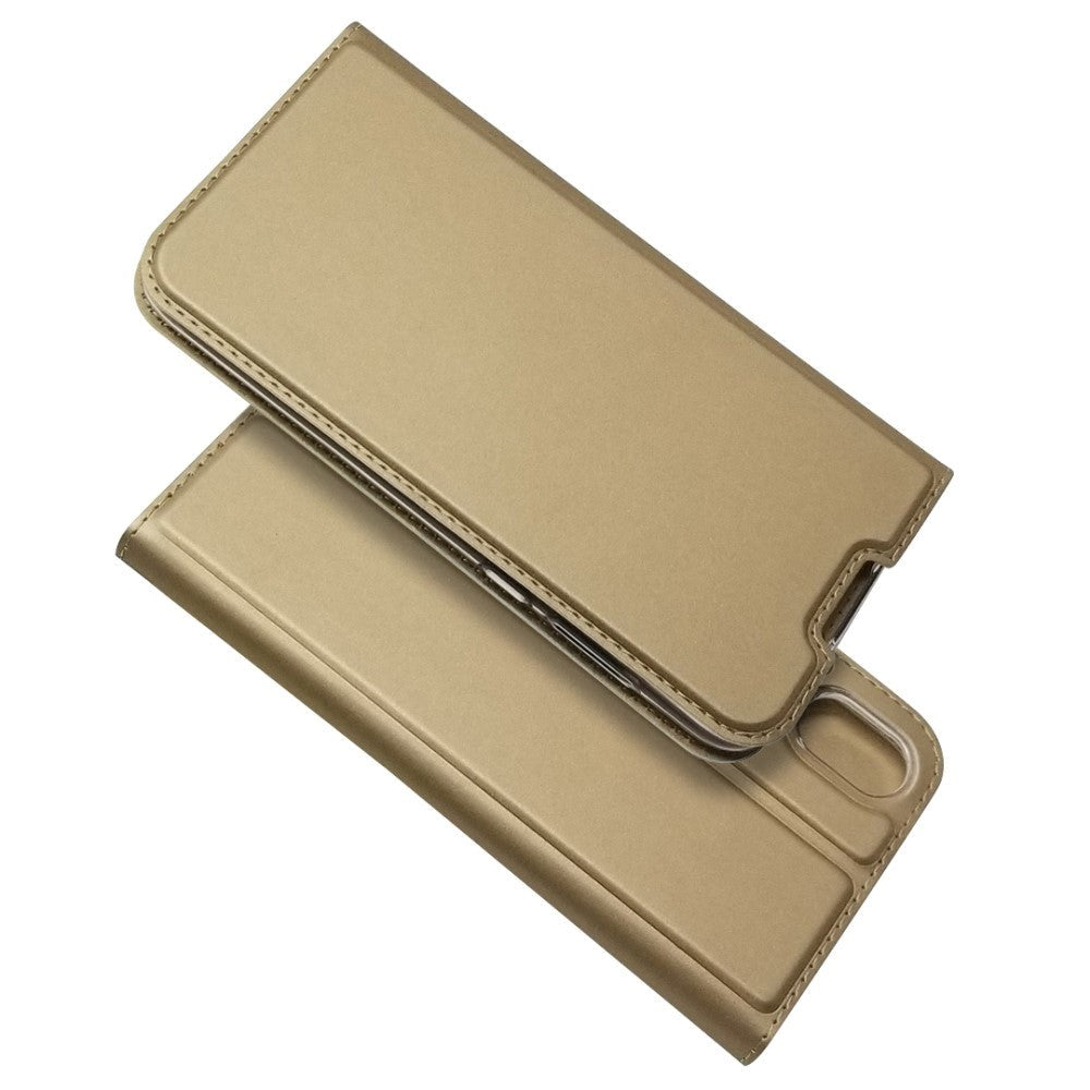 Huawei Y5 (2019) Slim Læder Flip Cover m. Kortholder - Guld