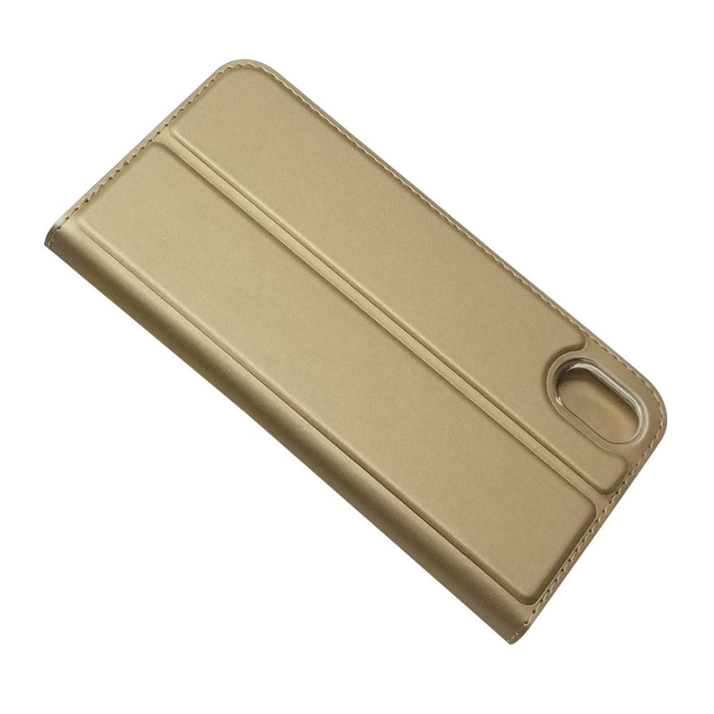 Huawei Y5 (2019) Slim Læder Flip Cover m. Kortholder - Guld