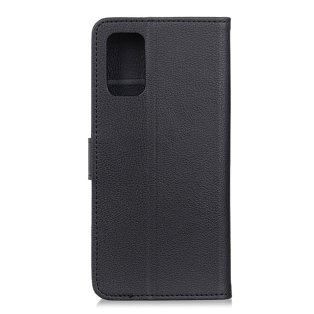 Huawei P40 Litchi Læder Cover m. Pung - Sort