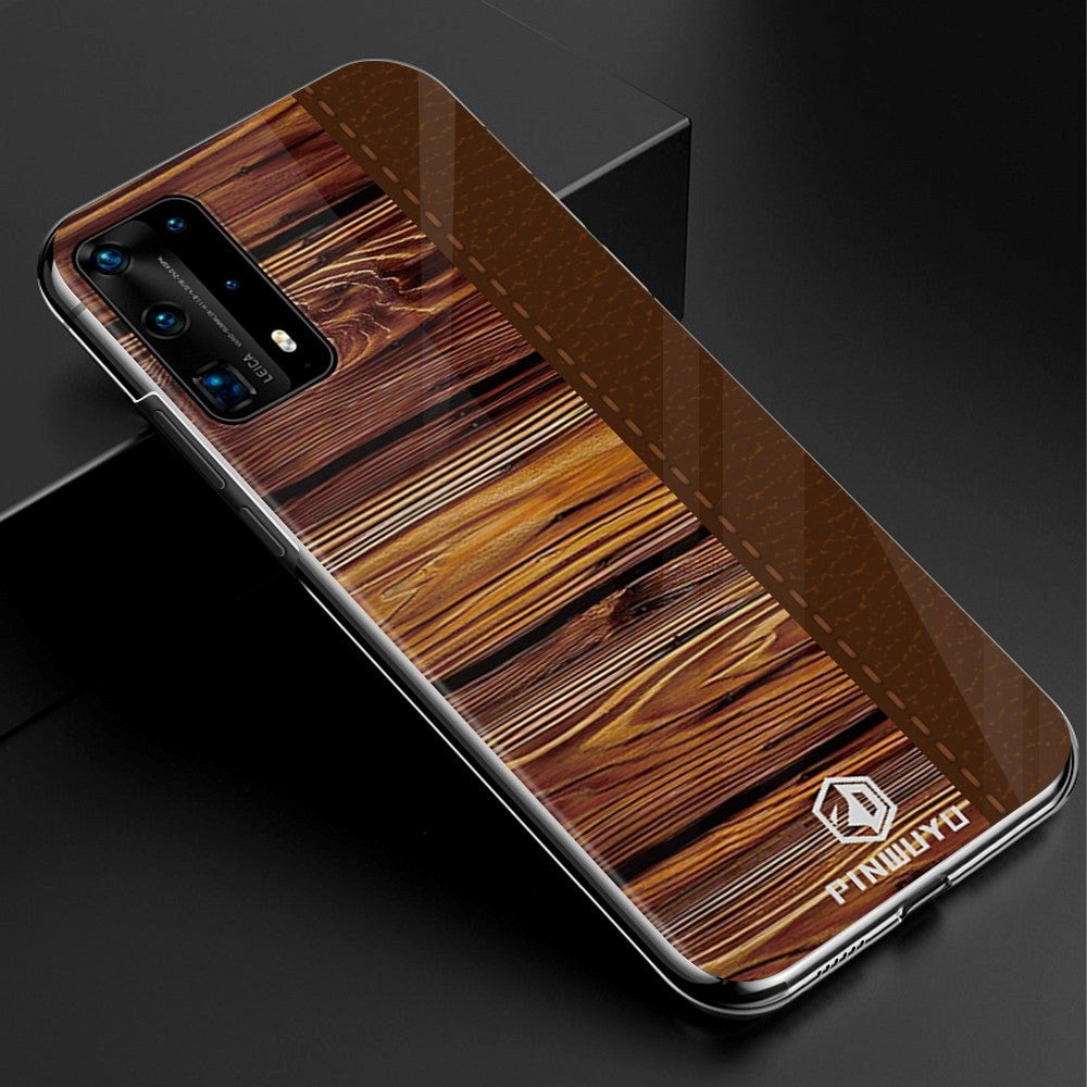 Huawei P40 Pro Pinwuyo Wood Grain Style Cover - Brun