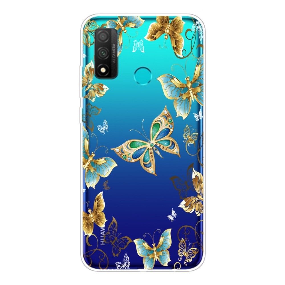 Huawei P Smart (2020) Fleksibelt Cover - Guld Sommerfugle