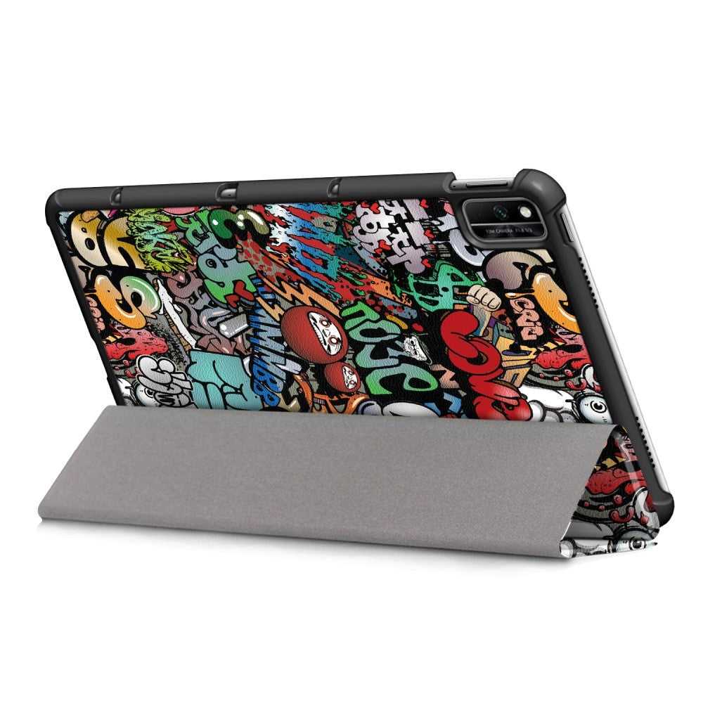 Huawei MatePad 10.4" Tri-Fold Læder Flip Cover - Cartoon Graffiti