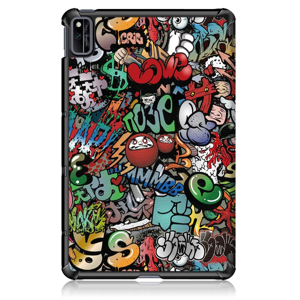 Huawei MatePad 10.4" Tri-Fold Læder Flip Cover - Cartoon Graffiti