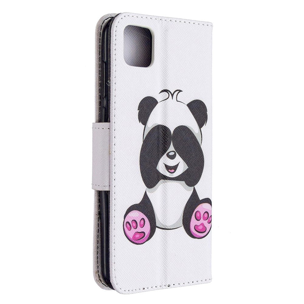 Huawei Y5p Riflet Læder Cover m. Kortholder - Baby Panda