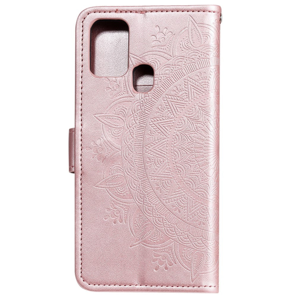 Huawei Honor 9X Lite Læder Cover m. Pung Mandala Mønster Rose Gold