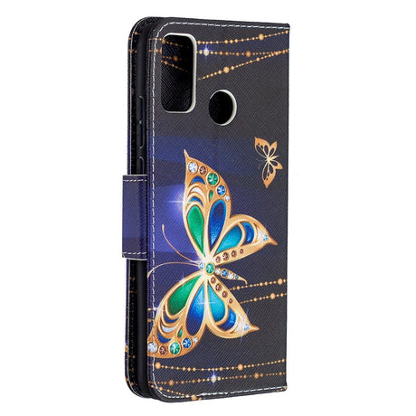 Huawei Honor 9X Lite Cover m. Pung Guld Sommerfugle