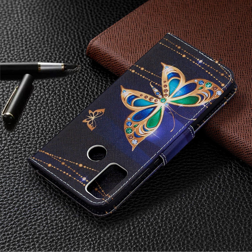 Huawei Honor 9X Lite Cover m. Pung Guld Sommerfugle