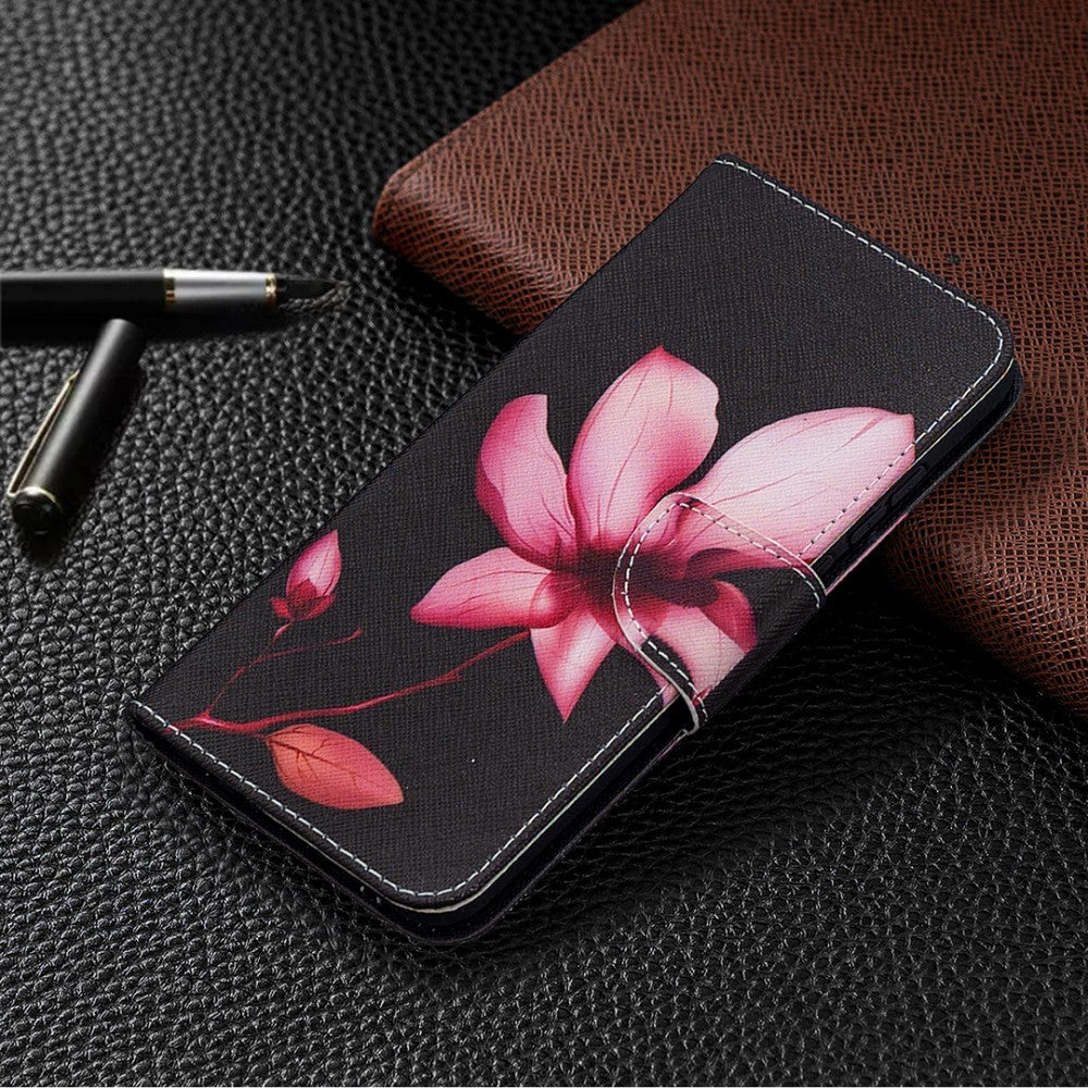 Huawei Honor 9X Lite Læder Cover m. Pung - Pink Blomst