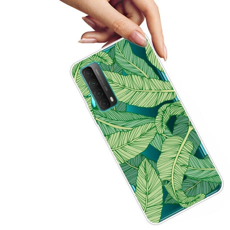 Huawei P Smart (2021) Gennemsigtigt Plastik Cover m. Blad Print