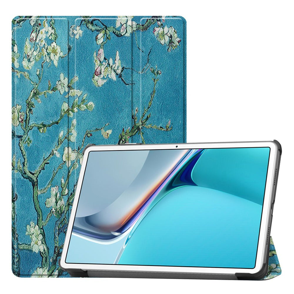 Huawei MatePad 11 Læder Flip Cover m. Ståfunktion - Blomstergrene