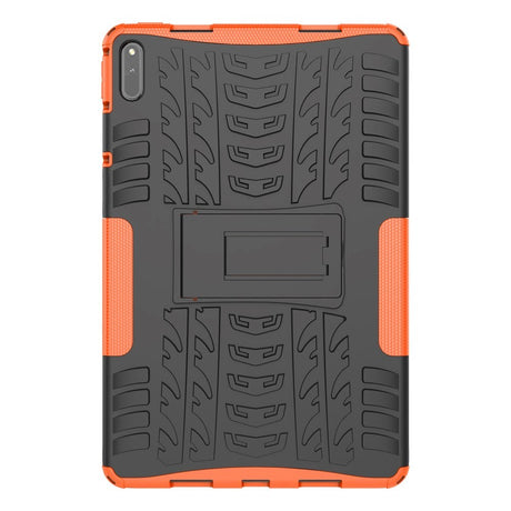 Huawei MatePad 11 Håndværker Bagside Cover m. Dæk Design & Ståfunktion - Sort & Orange