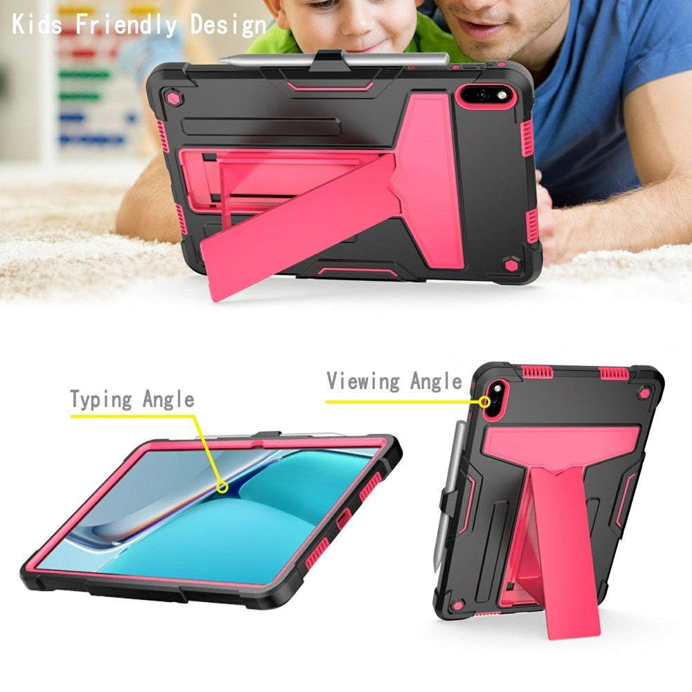 Huawei MatePad 11 Håndværker Bagside Cover m. Kickstand & Penholder - Sort & Pink