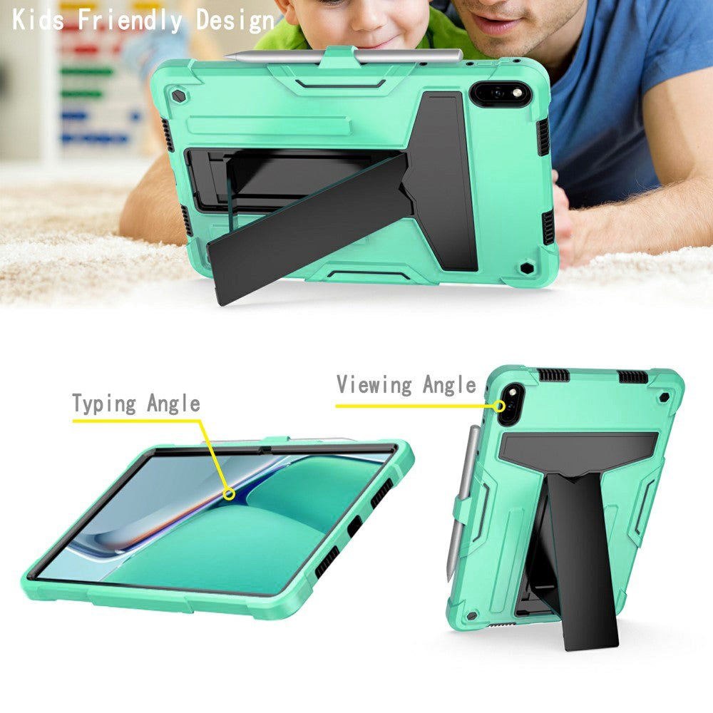 Huawei MatePad 11 Håndværker Bagside Cover m. Kickstand & Penholder - Cyan & Sort