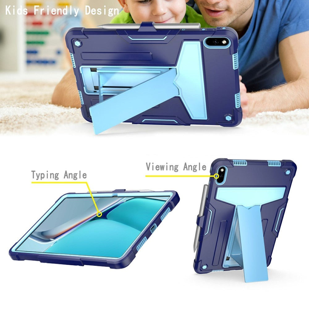 Huawei MatePad 11 Håndværker Bagside Cover m. Kickstand & Penholder - Mørkeblå & Lyseblå