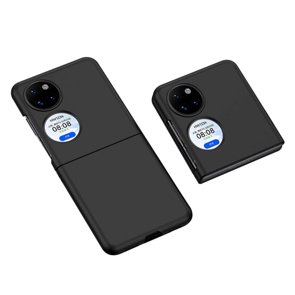 Huawei P50 Pocket Hårdt Plastik Bagside Cover m. Gummi Belagt Overflade - Sort