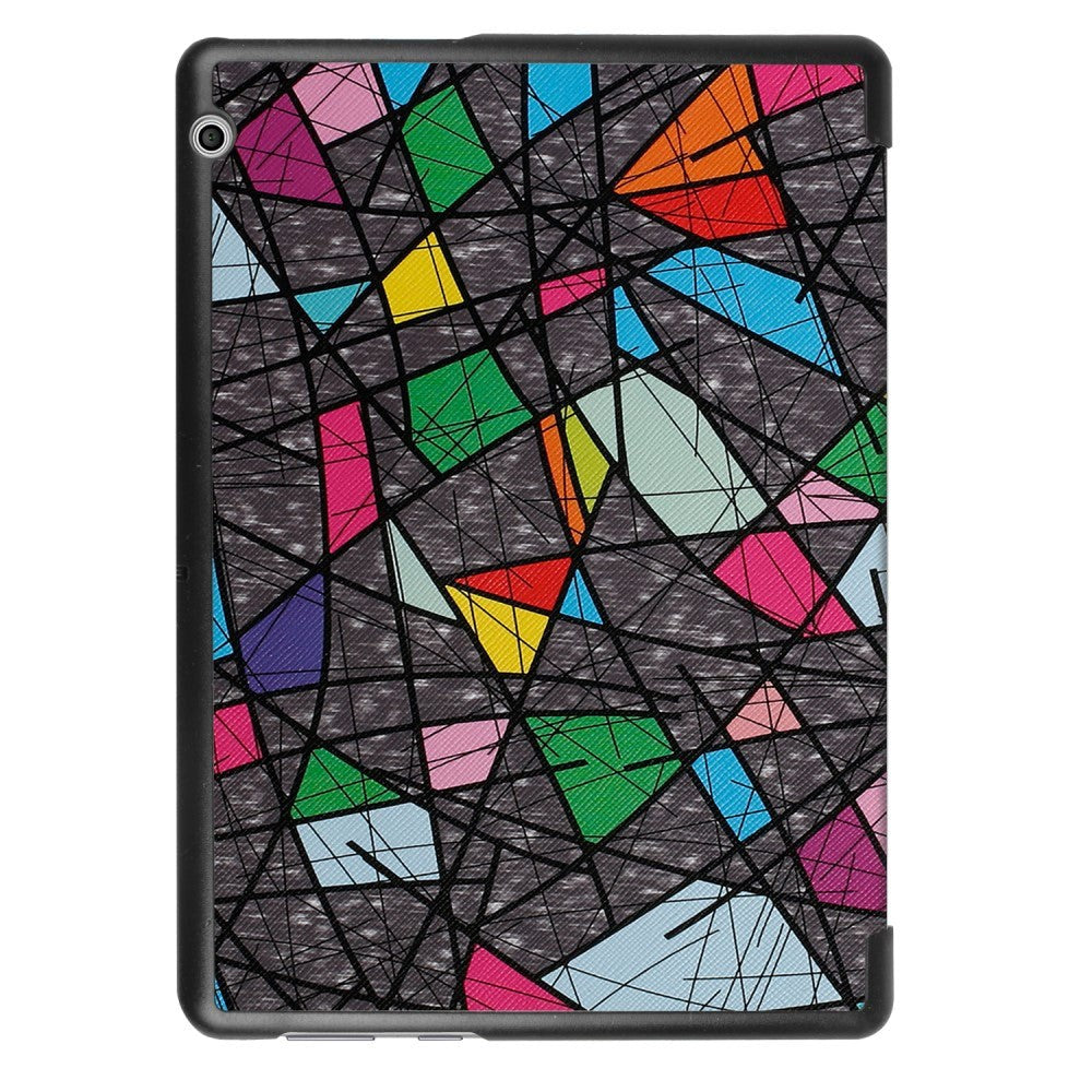 Huawei MediaPad T3 10 9.6" Cover - Tri-Fold Læder Cover "Crazy Patterns" Grå