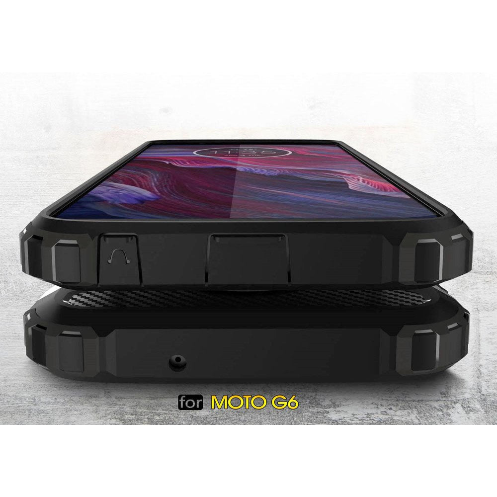 Motorola Moto G6 TPU + Plast Hybrid Håndværker Cover Sølv