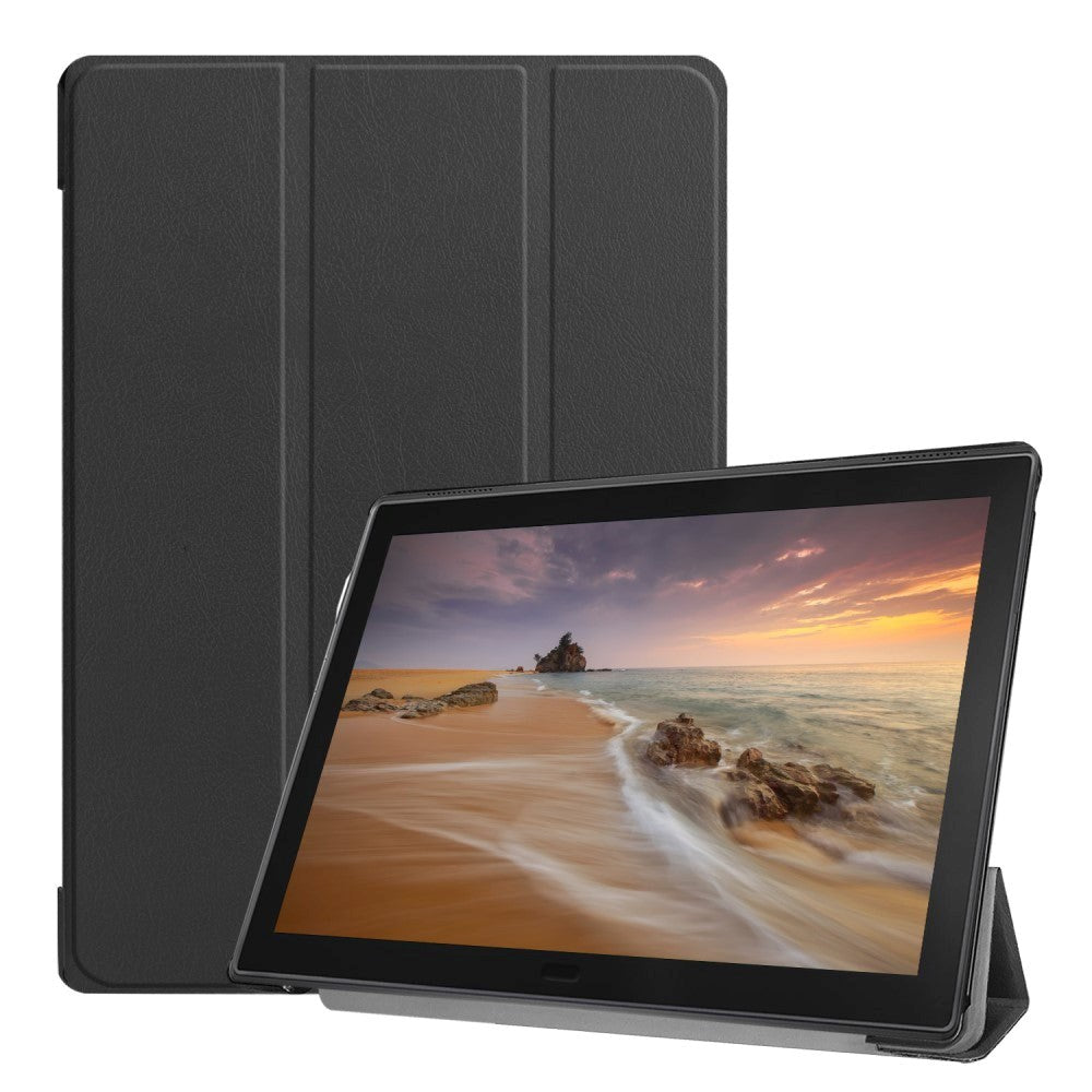 Lenovo Tab E10 Læder Cover m. Tri-fold Stand - Sort