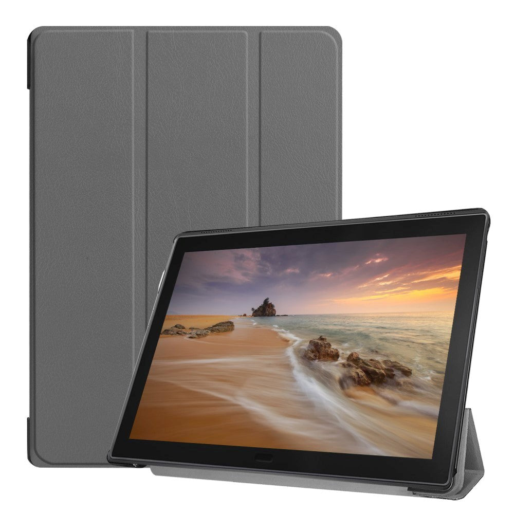 Lenovo Tab E10 Læder Cover m. Tri-fold Stand - Grå