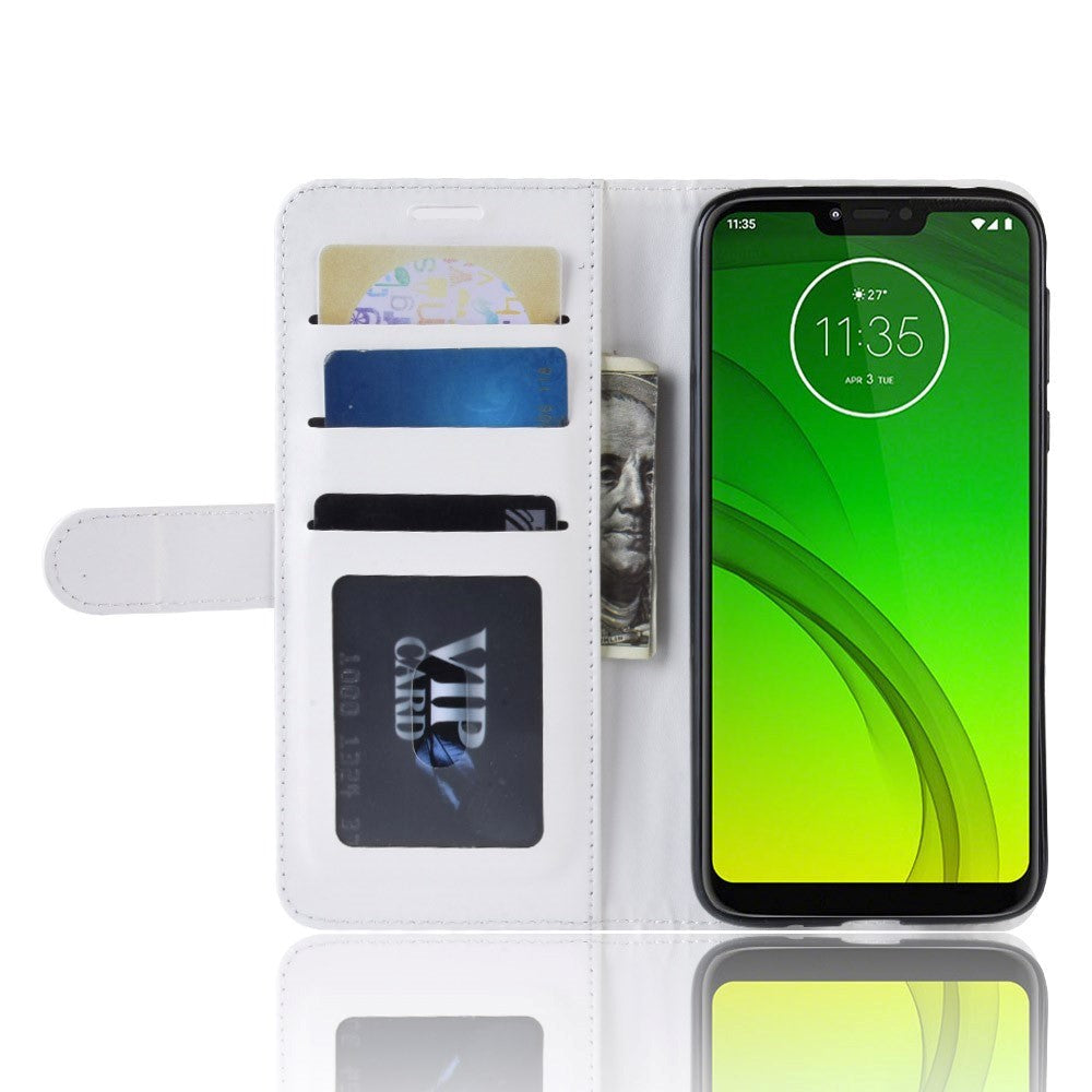 Motorola Moto G7 Power Skinnende Læder Cover m. Pung Hvid