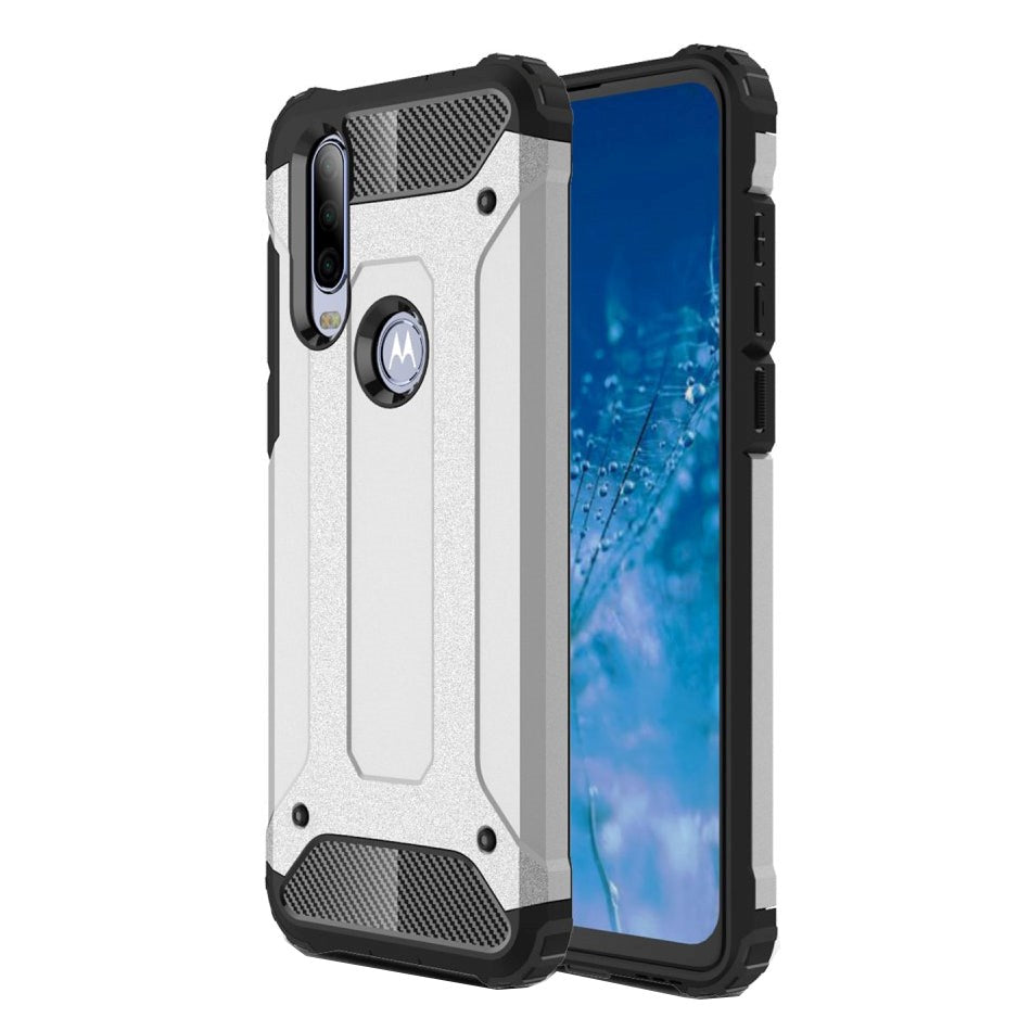 Motorola One Action Armor Guard Håndværkercover - Sølv