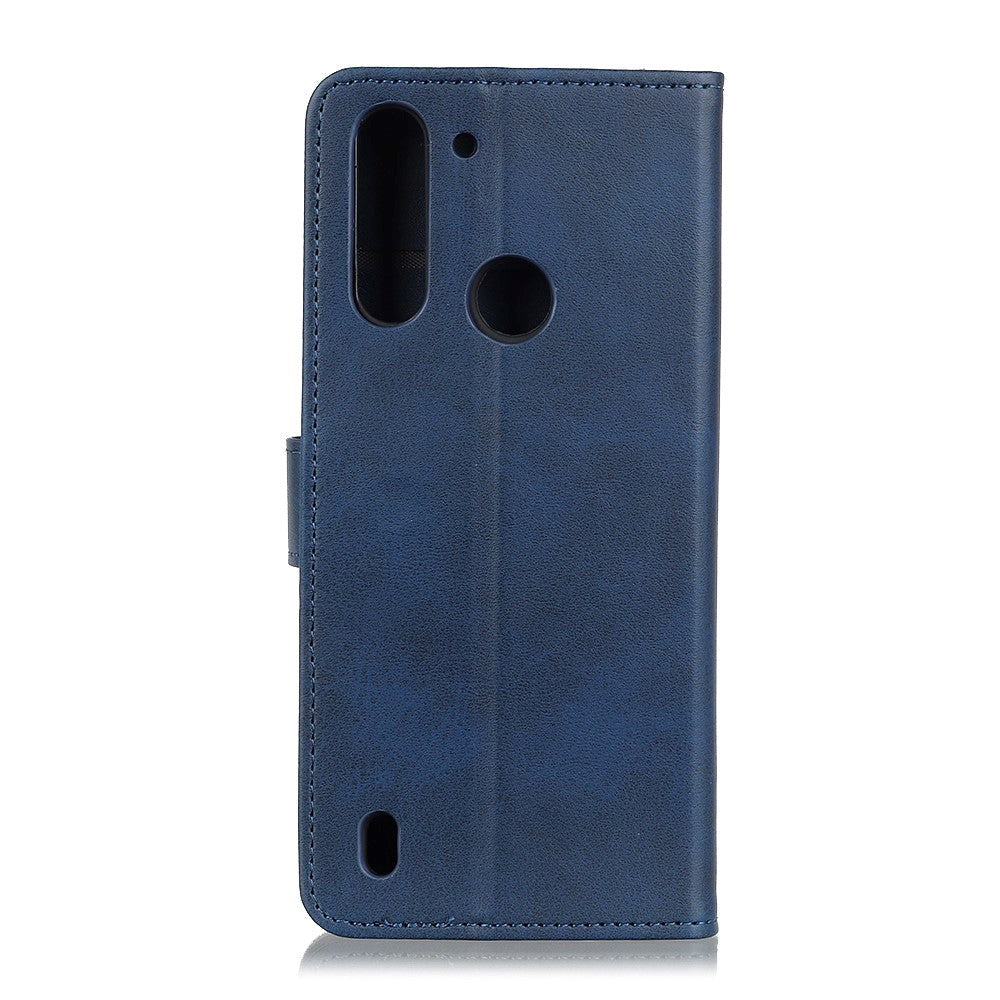 Motorola Moto G8 Power Lite Litchi Læder Cover m. Kortholder - Blå