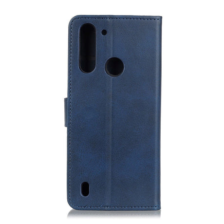 Motorola Moto G8 Power Lite Litchi Læder Cover m. Kortholder - Blå