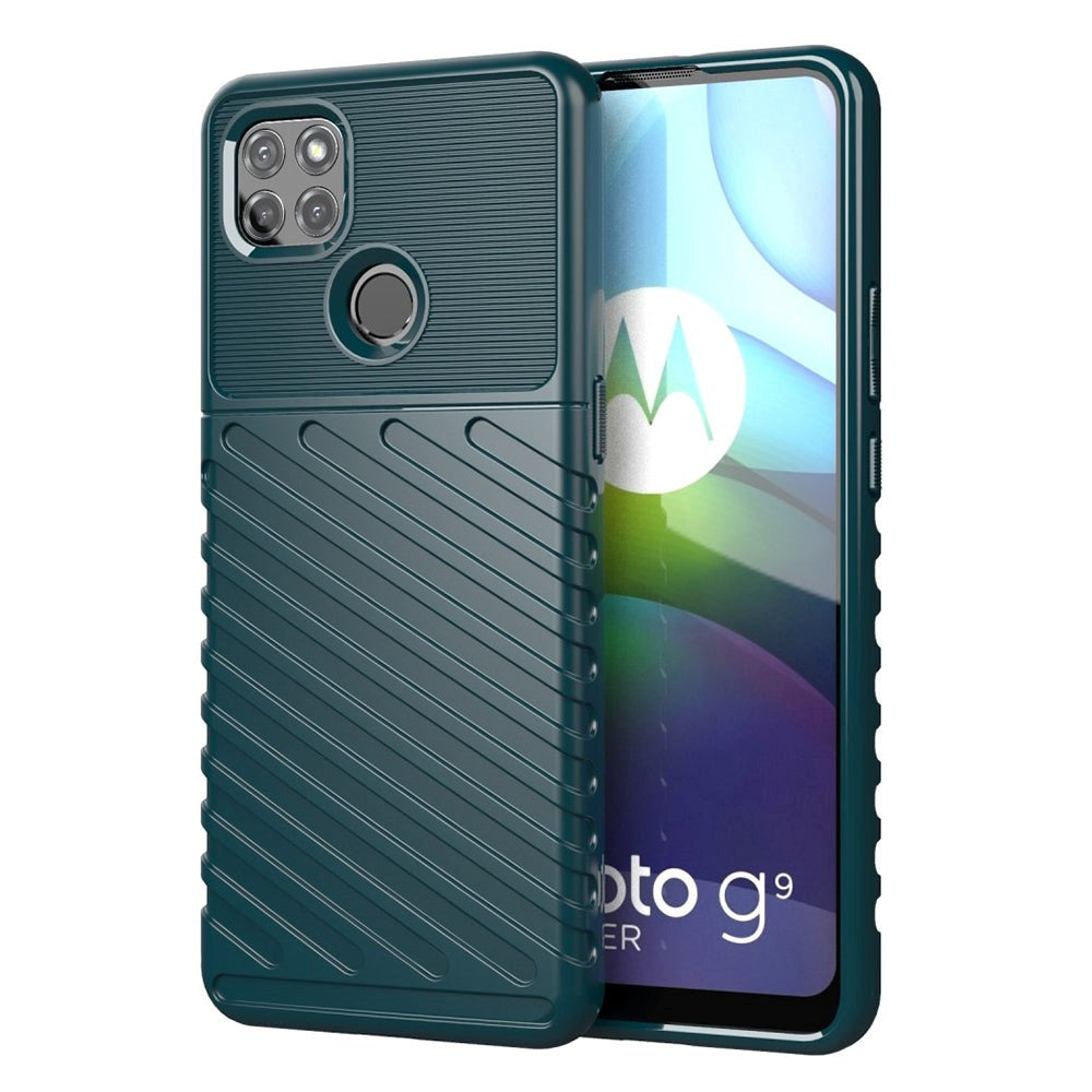 Motorola Moto G9 Power Twill Plastik Cover Thunder Series - Grøn