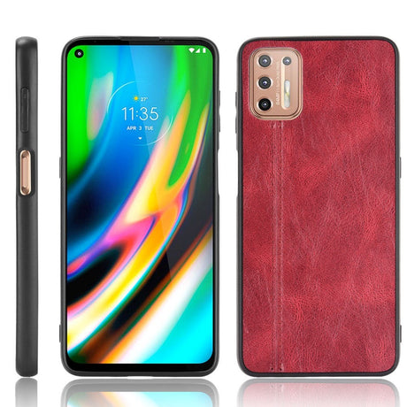 Motorola Moto G9 Plus - Læderbelagt Cover - Rød