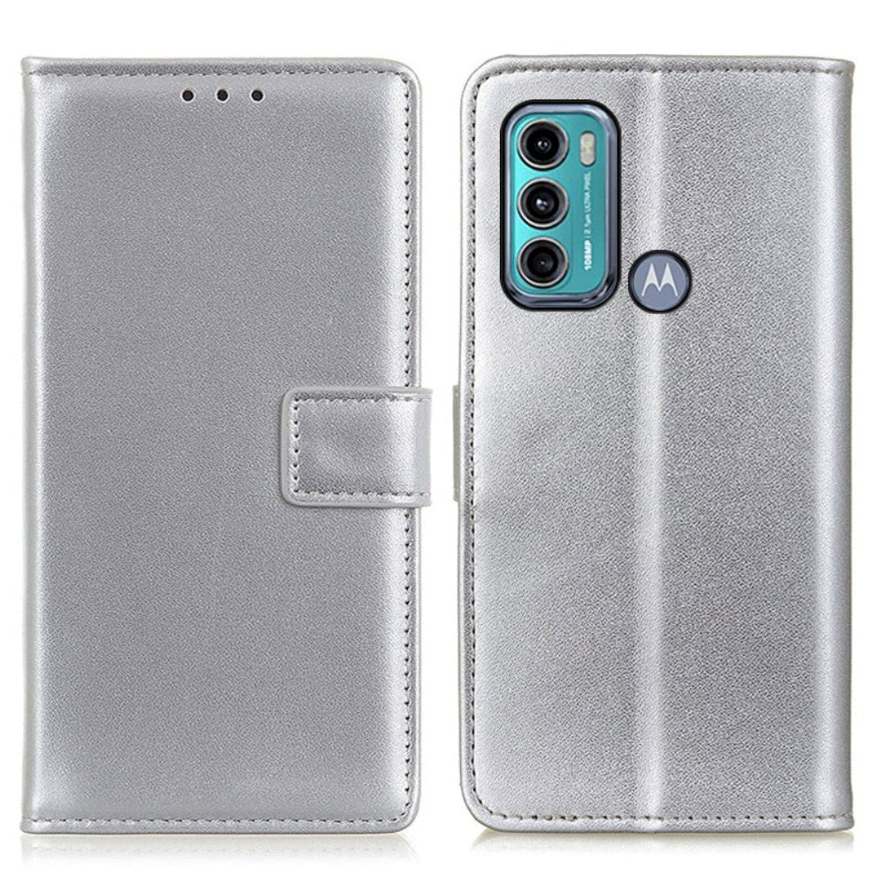 Motorola Moto G60 Læder Flip Cover m. Pung - Sølv