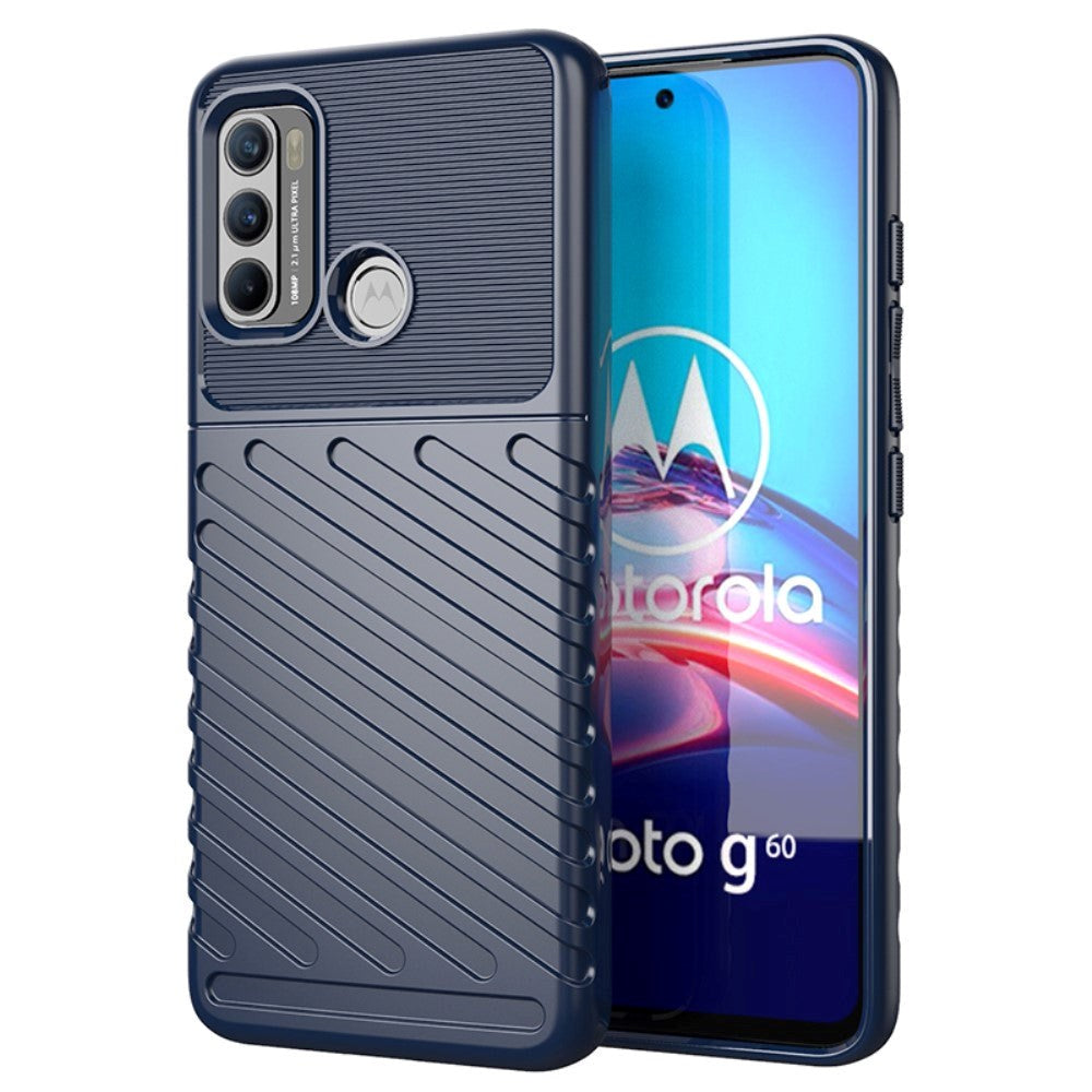 Motorola Moto G60 Thunder Series Twill Plastik Bagside Cover - Blå