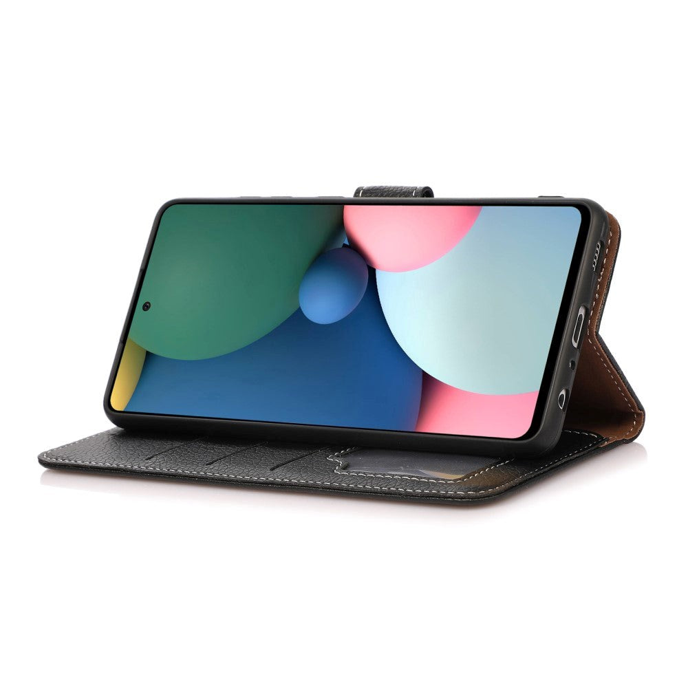 Motorola Moto G10 / G20 / G30 Litchi Læder Flip Cover m. Pung - Sort