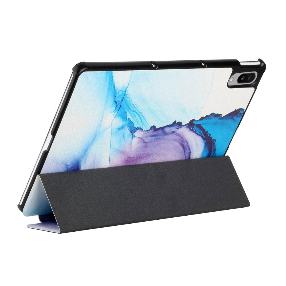 Lenovo Pad Pro / Tab P11 Pro Imiteret Læder Flip Cover - Lilla / Blå Marmor