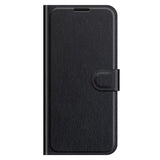 Motorola Edge 20 Litchi Læder Flip Cover m. Pung - Sort